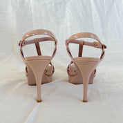 Saint Laurent nude patent leather tribute sandal heels, 38