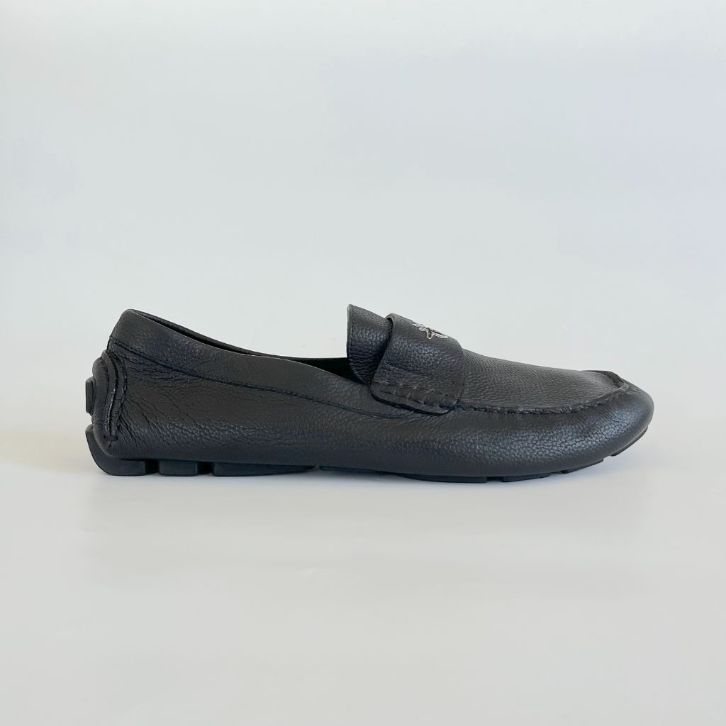 Dior Homme black leather loafer with bee detail on vamp