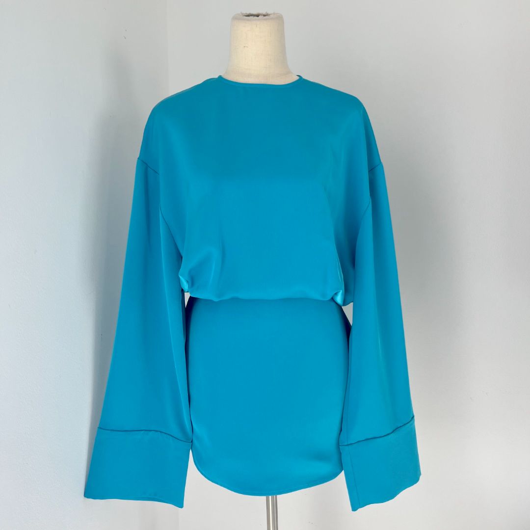 The Attico blue satiny silk mini dress - BOPF
