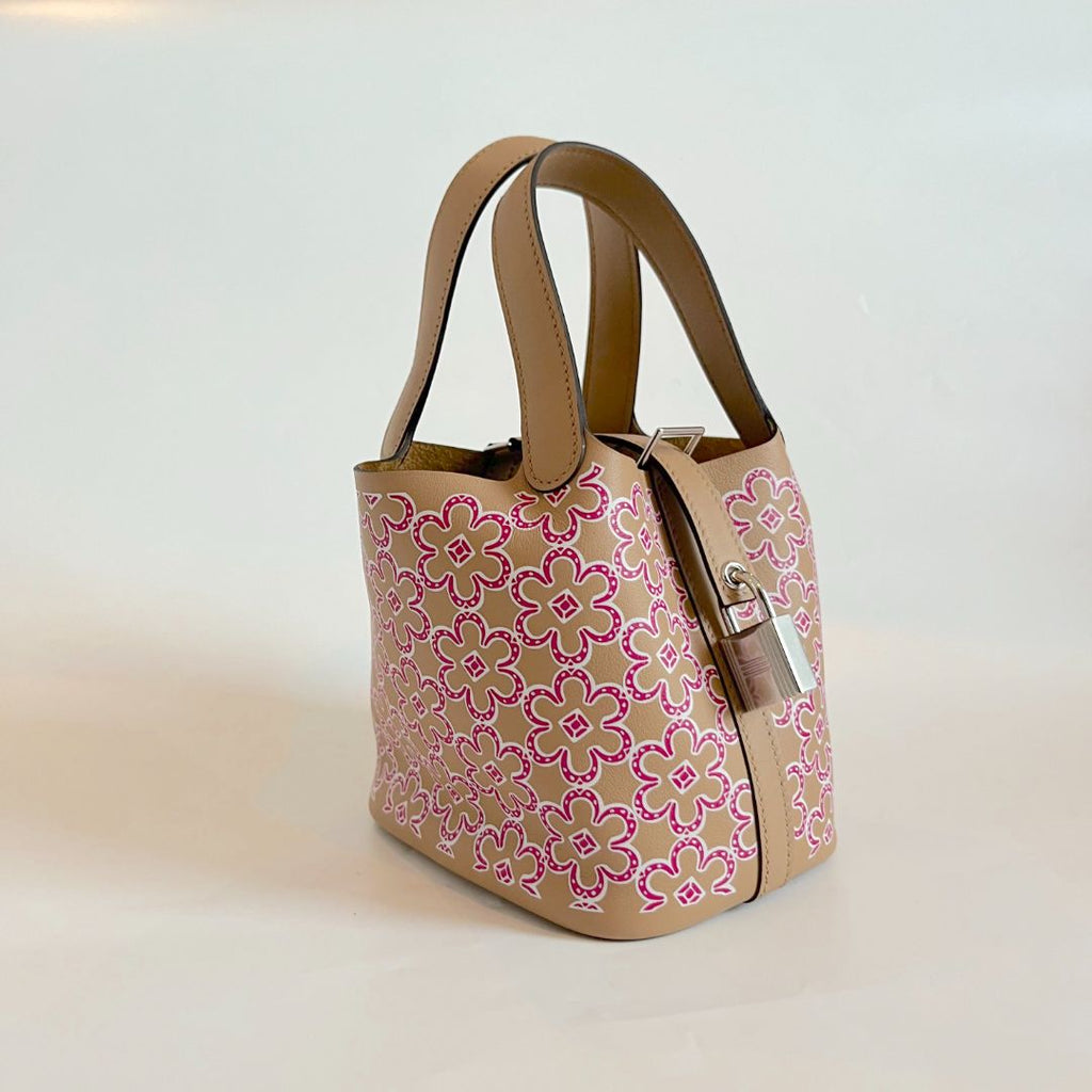 Hermes Chai/Rose/White Swift Leather Lucky Daisy Picotin Lock 18 Bag at  1stDibs