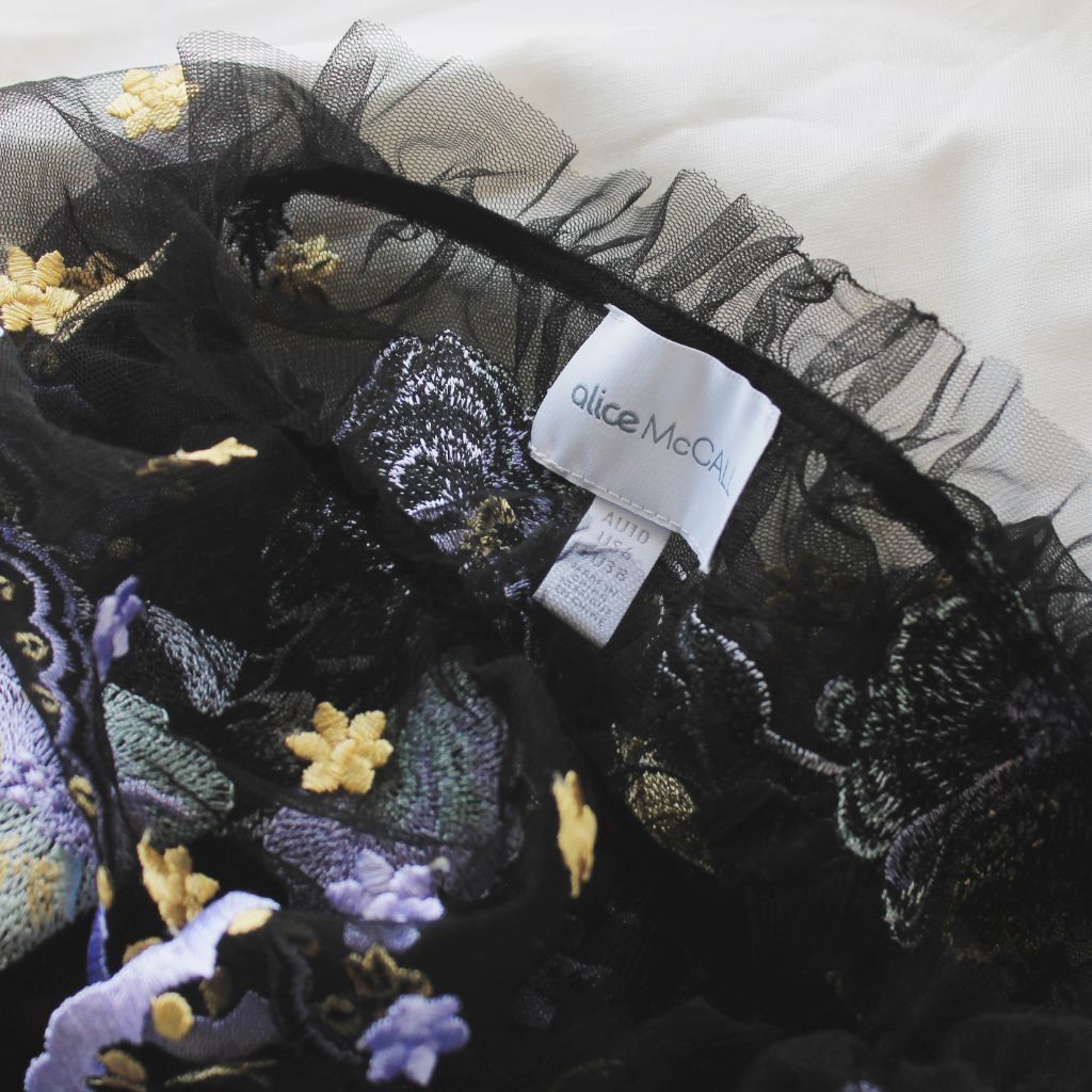 Alice McCall Black Mesh Floral Embroidered One Shoulder Dress - BOPF | Business of Preloved Fashion Alice McCall Black Mesh Floral Embroidered One Shoulder Dress - BOPF | Business of Preloved Fashion