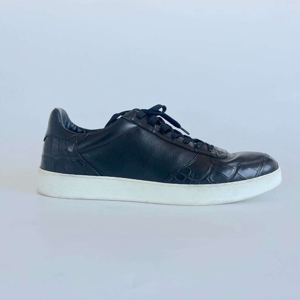 Louis Vuitton black croc embossed leather sneakers, 44.5 - BOPF