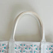 Goyard White and Blue Goyardine Canvas & Chevroches Calfskin Poitiers Claire-Voie Bag