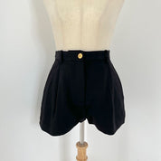 Versace black high waist wool blend mini shorts