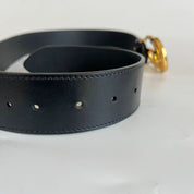 Gucci Black Leather GG Marmont Buckle Belt 80CM