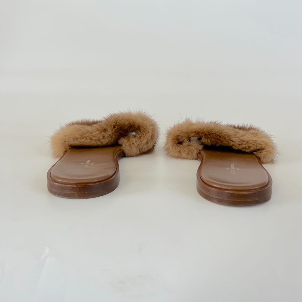 Louis Vuitton, Shoes, Authentic Louis Vuitton Womens Mink Fur Loafer  Slippers Size 39