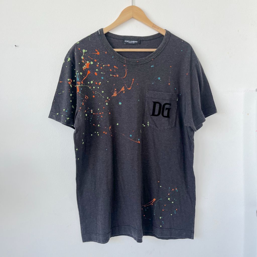 Dolce & Gabbana Men's T Shirt with Paint Splatter Print