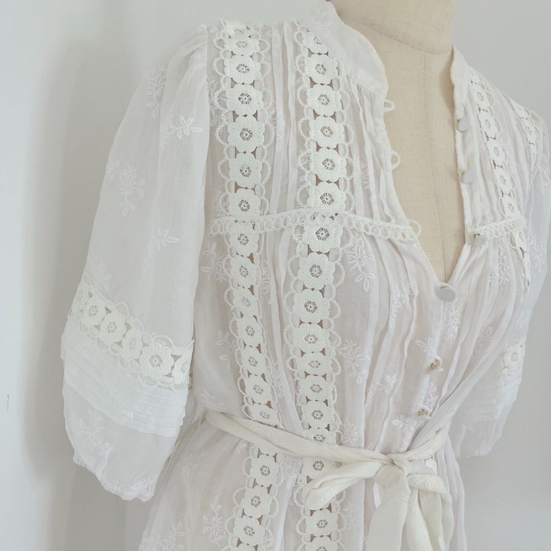 Zimmermann White embroidered Belt Dress