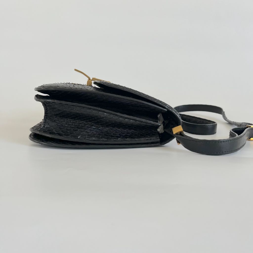 Celine black python medium classic box bag