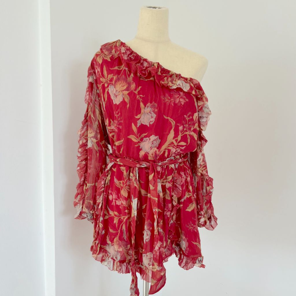Zimmermann Red Floral Print Playsuit