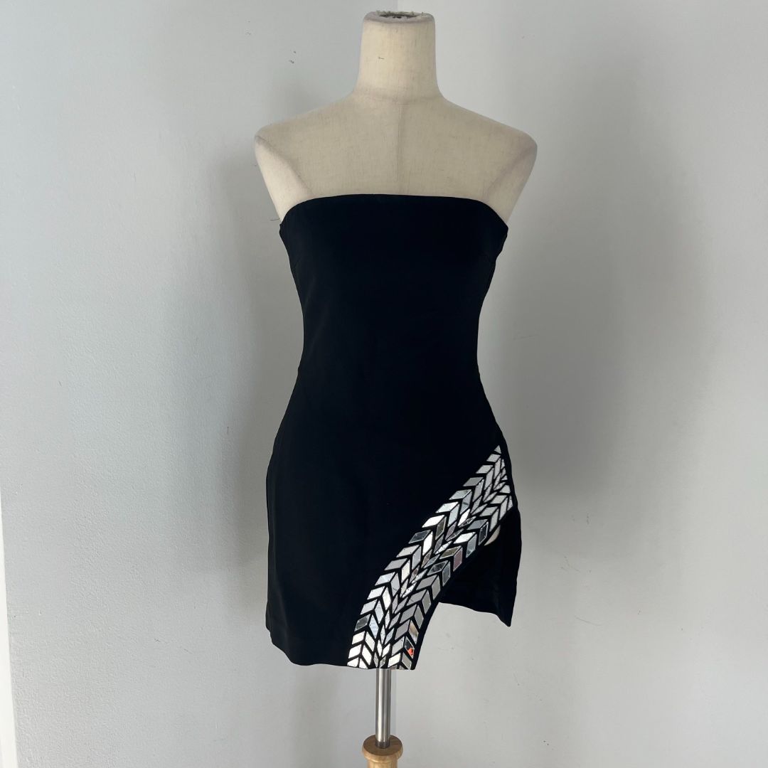 David Koma Strapless Asymmetric Embellished Crepe Mini Dress - BOPF