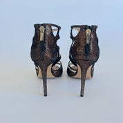 Jimmy Choo bronze cut out sandal heels, 38