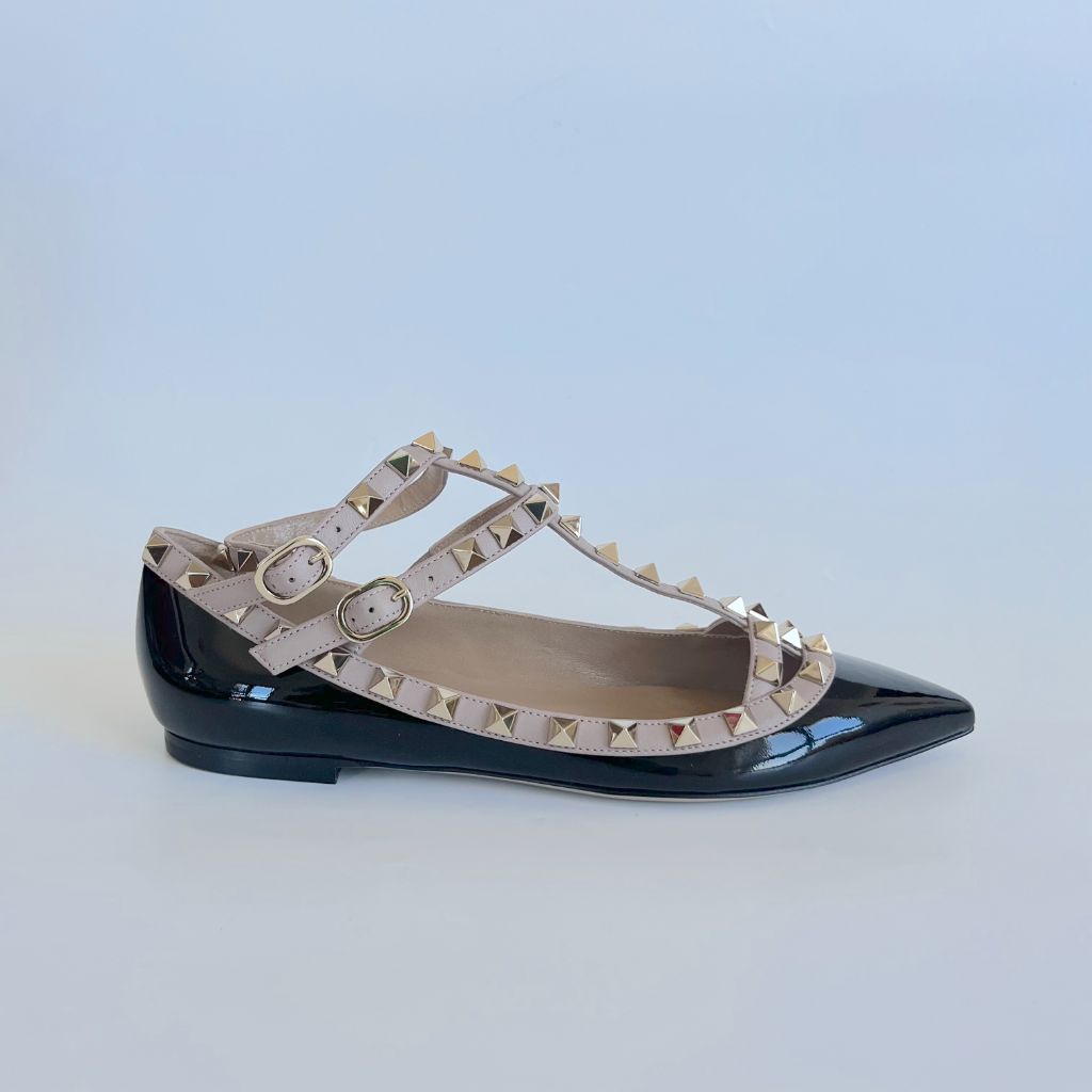 Valentino Garavani Rockstud patent leather ballet flats, 36
