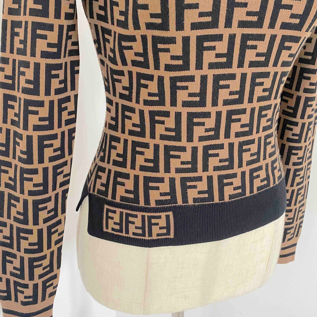 Fendi Brown and Black FF motif jumper