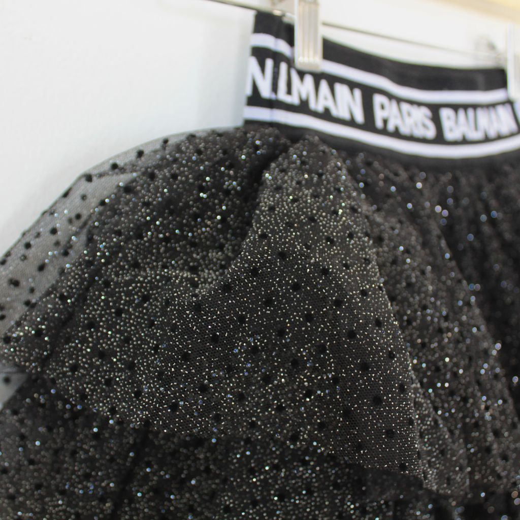 Balmain Glitter Tiered Tulle Skirt, size 6A girls