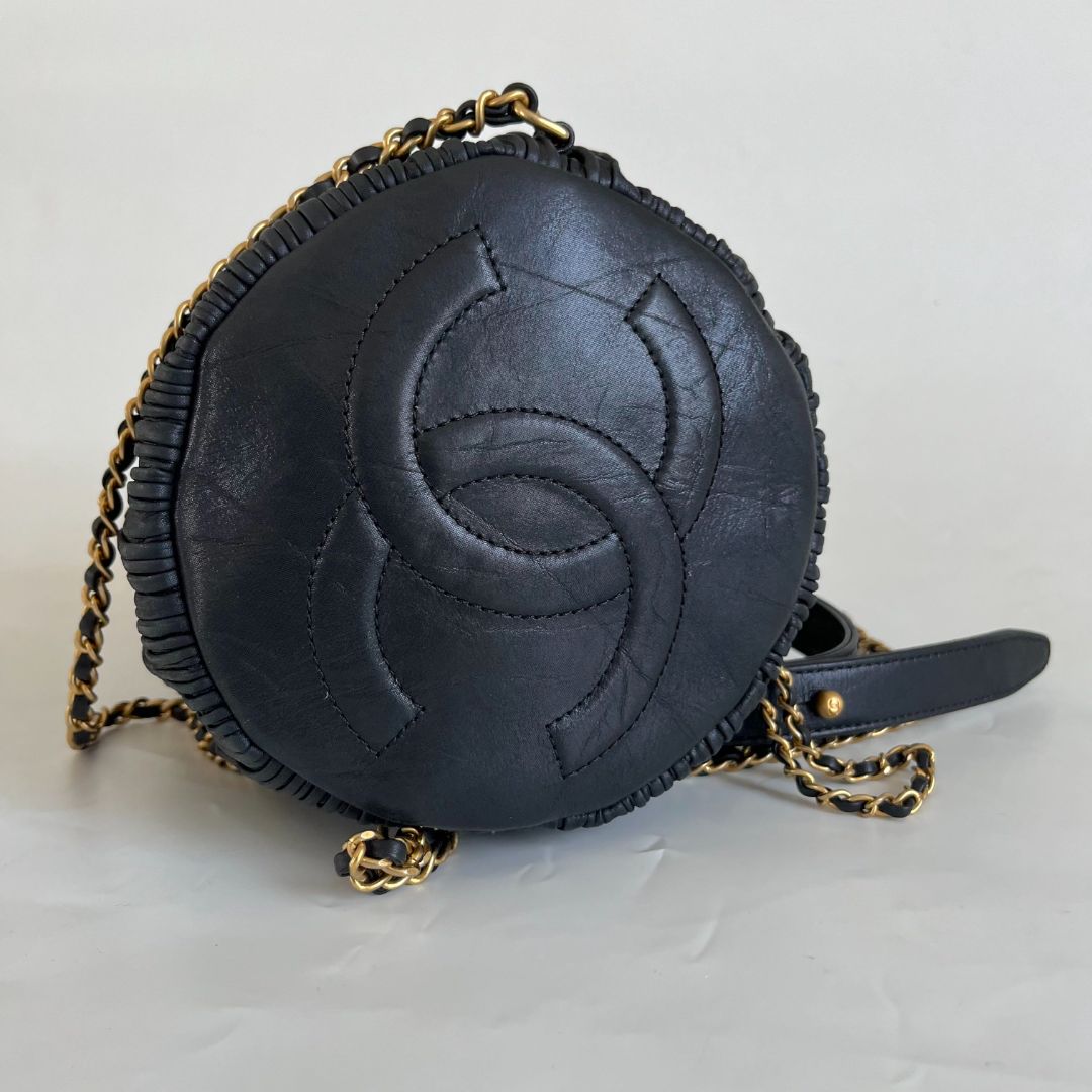 Chanel Coco Pleats Pleated Crumpled Calfskin Backpack