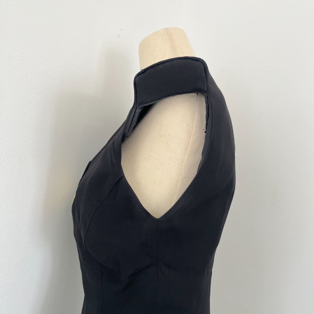 Versace Black Sleeveless Padded Shoulder Dress - BOPF | Business of Preloved Fashion Versace Black Sleeveless Padded Shoulder Dress - BOPF | Business of Preloved Fashion