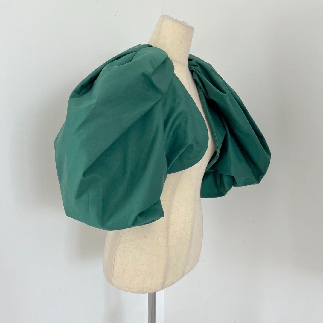 Yves Saint Laurent Paris Dark Green Front Open Ruffled Bolero Jacket