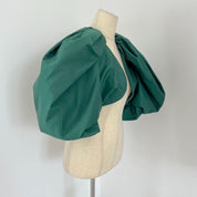 Yves Saint Laurent Paris Dark Green Front Open Ruffled Bolero Jacket