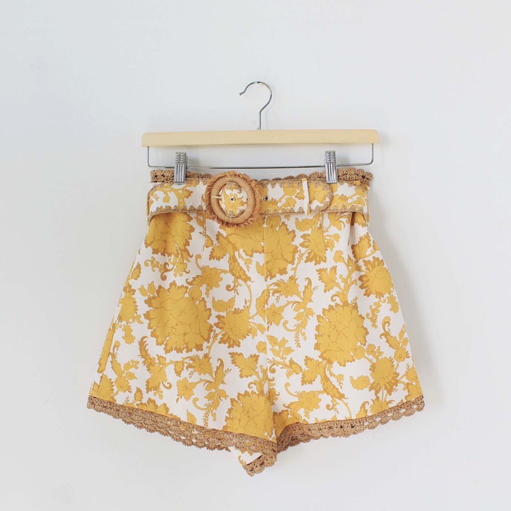 Zimmermann floral print high waist shorts with belt