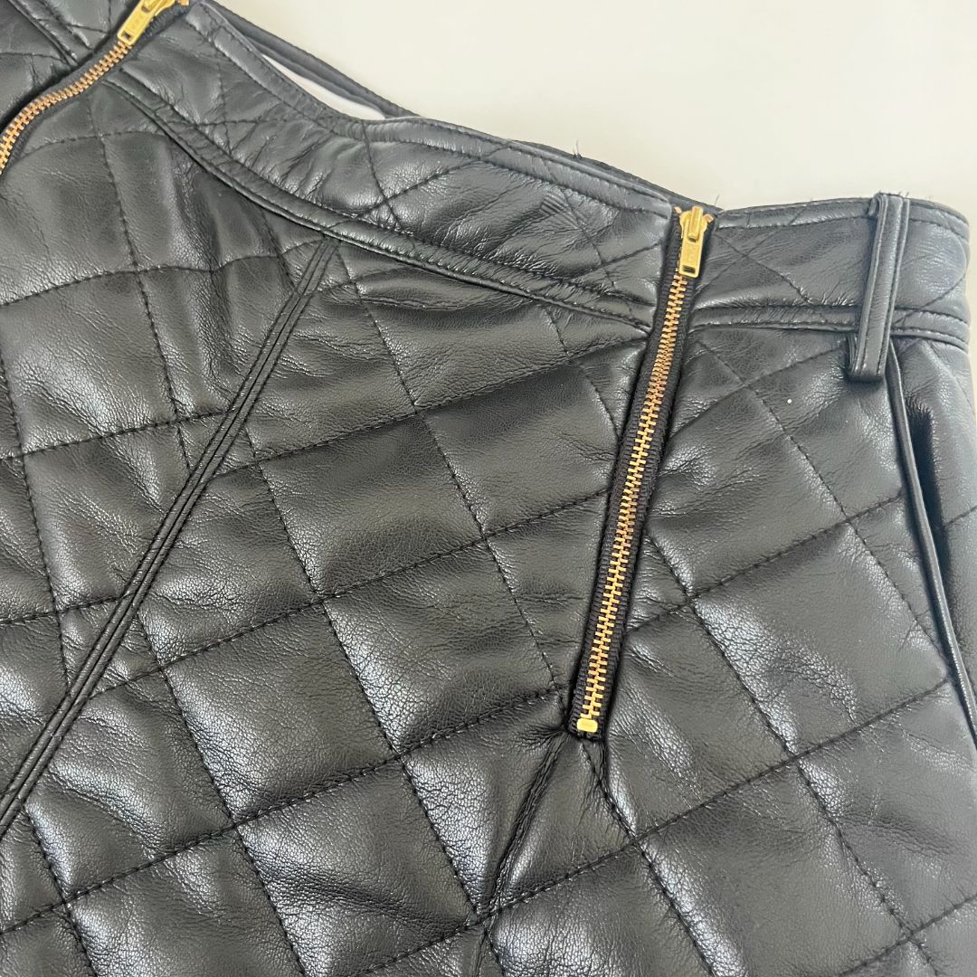 Self Portrait Faux Leather Quilted Shorts