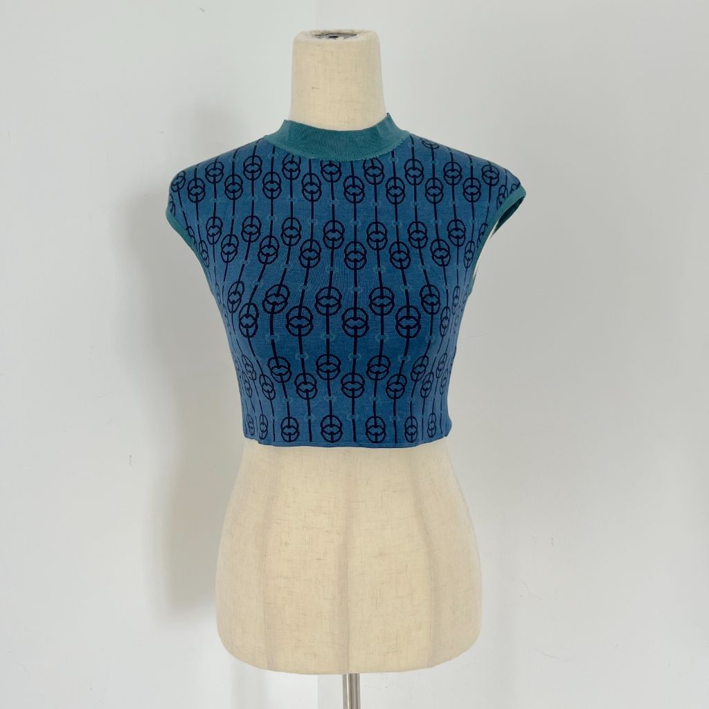 Hermès blue knitted jersey crop top