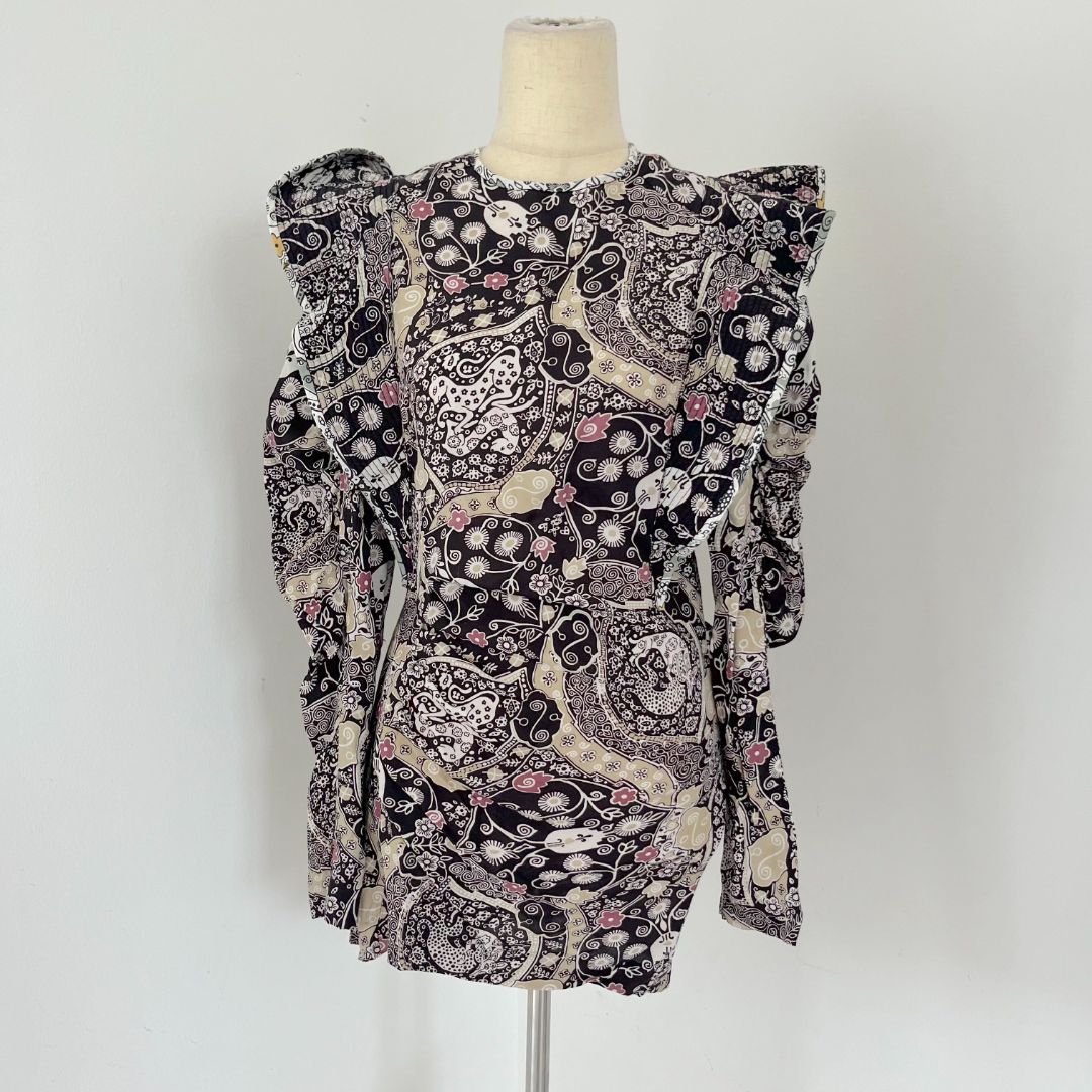 Isabel Marant Printed Silk Bruna Draped Mini Dress