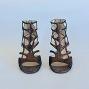 Jimmy Choo bronze cut out sandal heels, 38