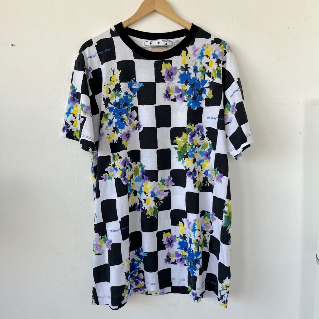 Off-White check flower print Over T-shirt