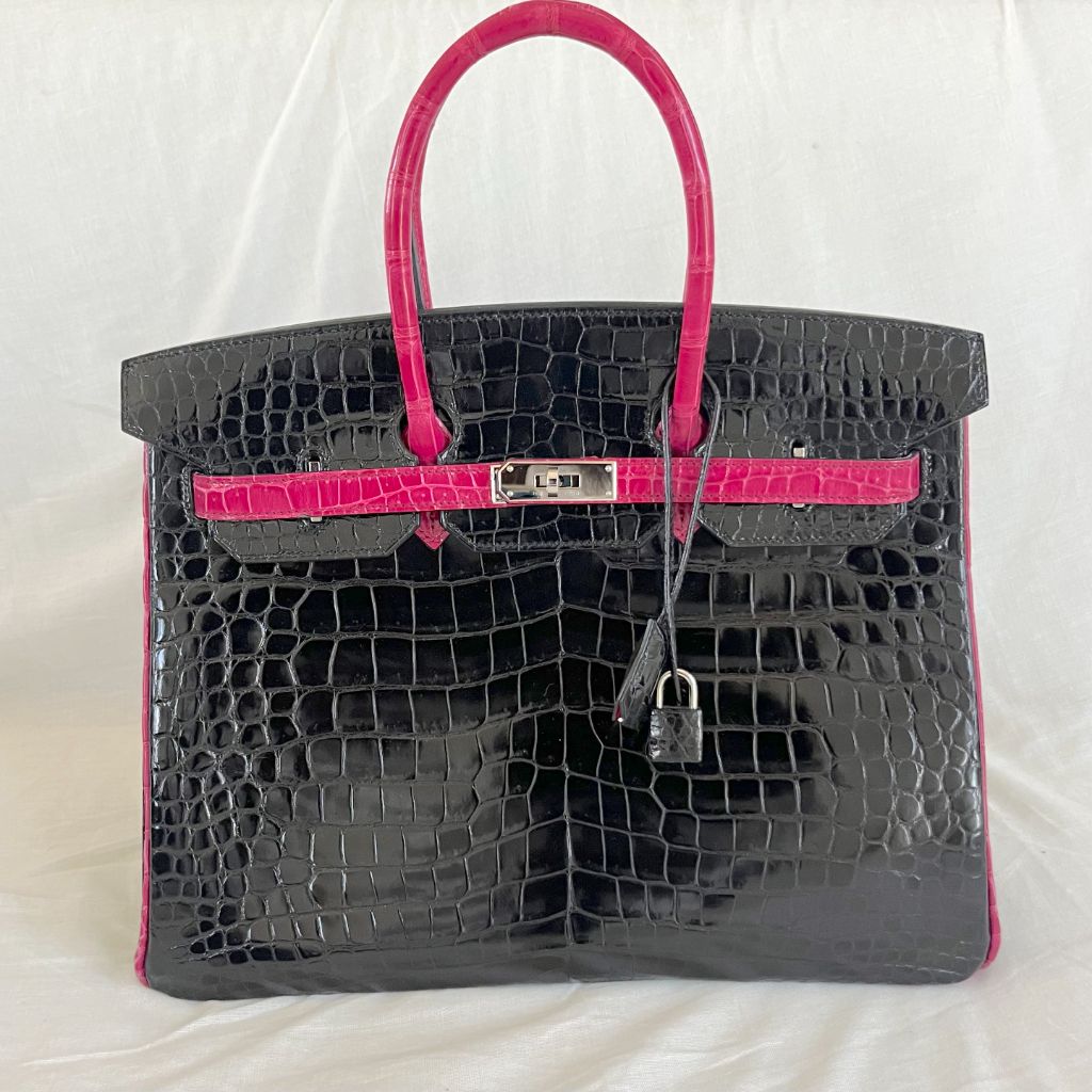 Hermès Very Rare Birkin HSS Special Order 35 cm Shiny Black Crocodile Birkin Bag