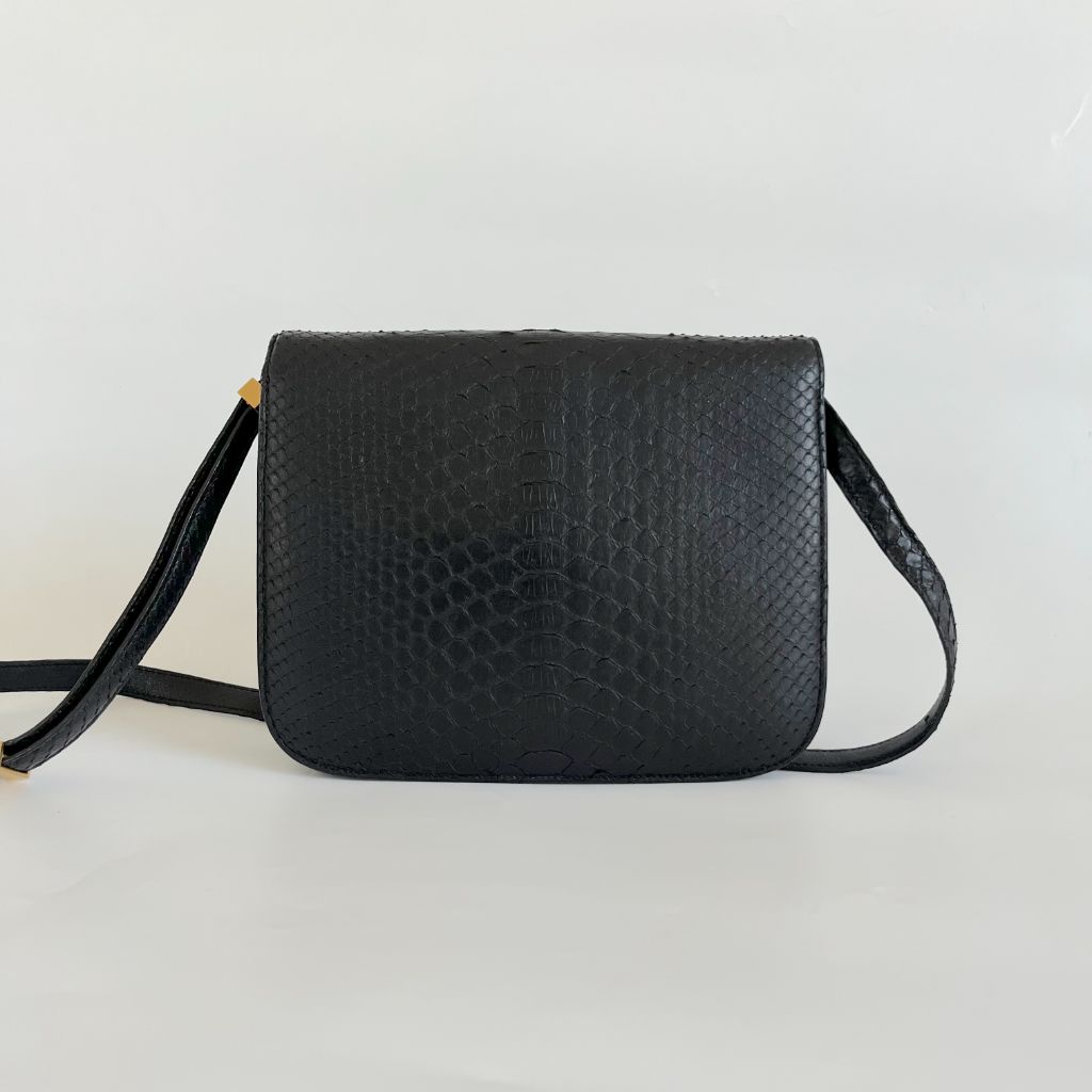 Celine black python medium classic box bag