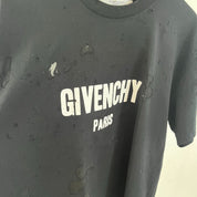 Givenchy Men's Black Logo-Print Distressed Cotton T-Shirt
