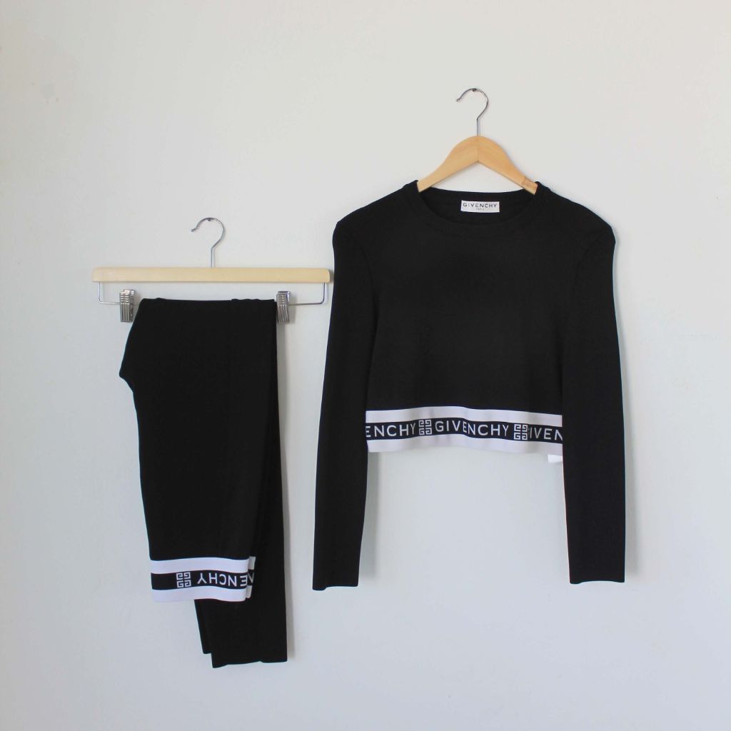Givenchy black stretchy leggings with logo band
