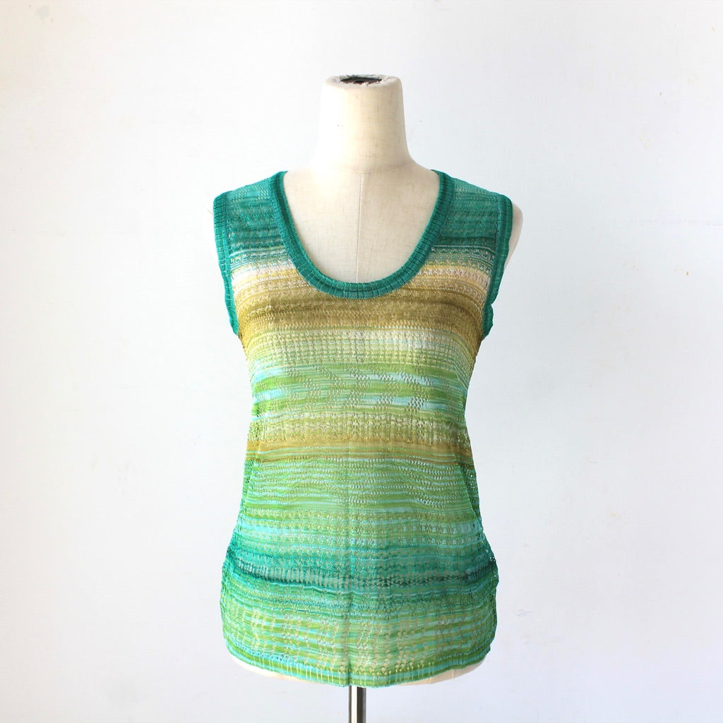 Missoni crochet green sleeveless top