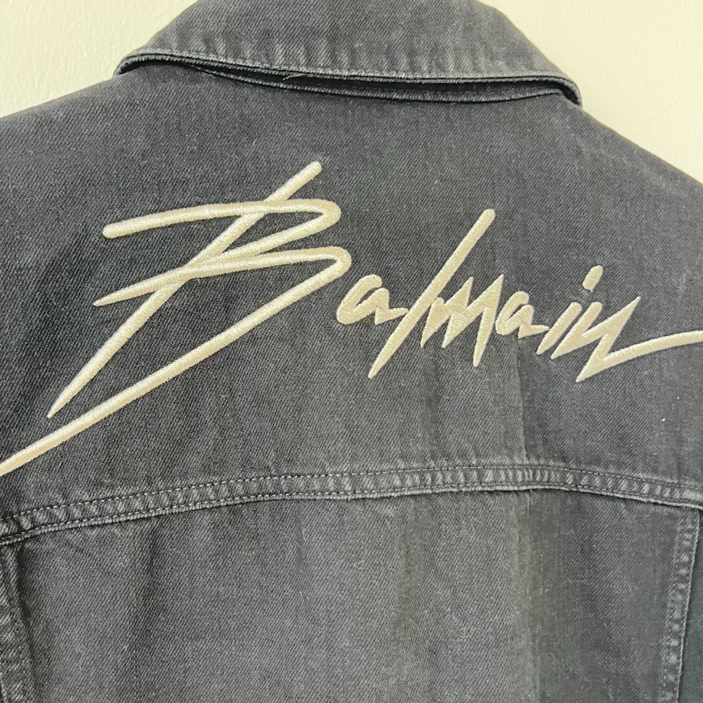 BALMAIN SIGNATURE BACK LOGO DENIM JACKET