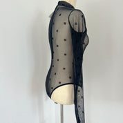 Givenchy black longsleeve 4G sheer bodysuit