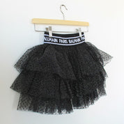 Balmain Glitter Tiered Tulle Skirt, size 6A girls