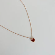 Van Cleef & Arpels Sweet Alhambra Heart Carnelian Rose Gold Pendant Necklace