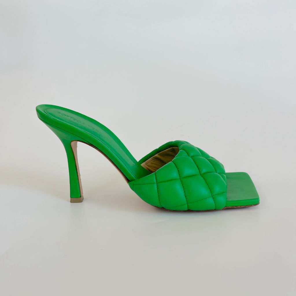 Bottega Veneta Green Quilted leather Lido slide sandals, 38
