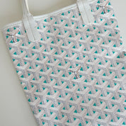 Goyard White and Blue Goyardine Canvas & Chevroches Calfskin Poitiers Claire-Voie Bag