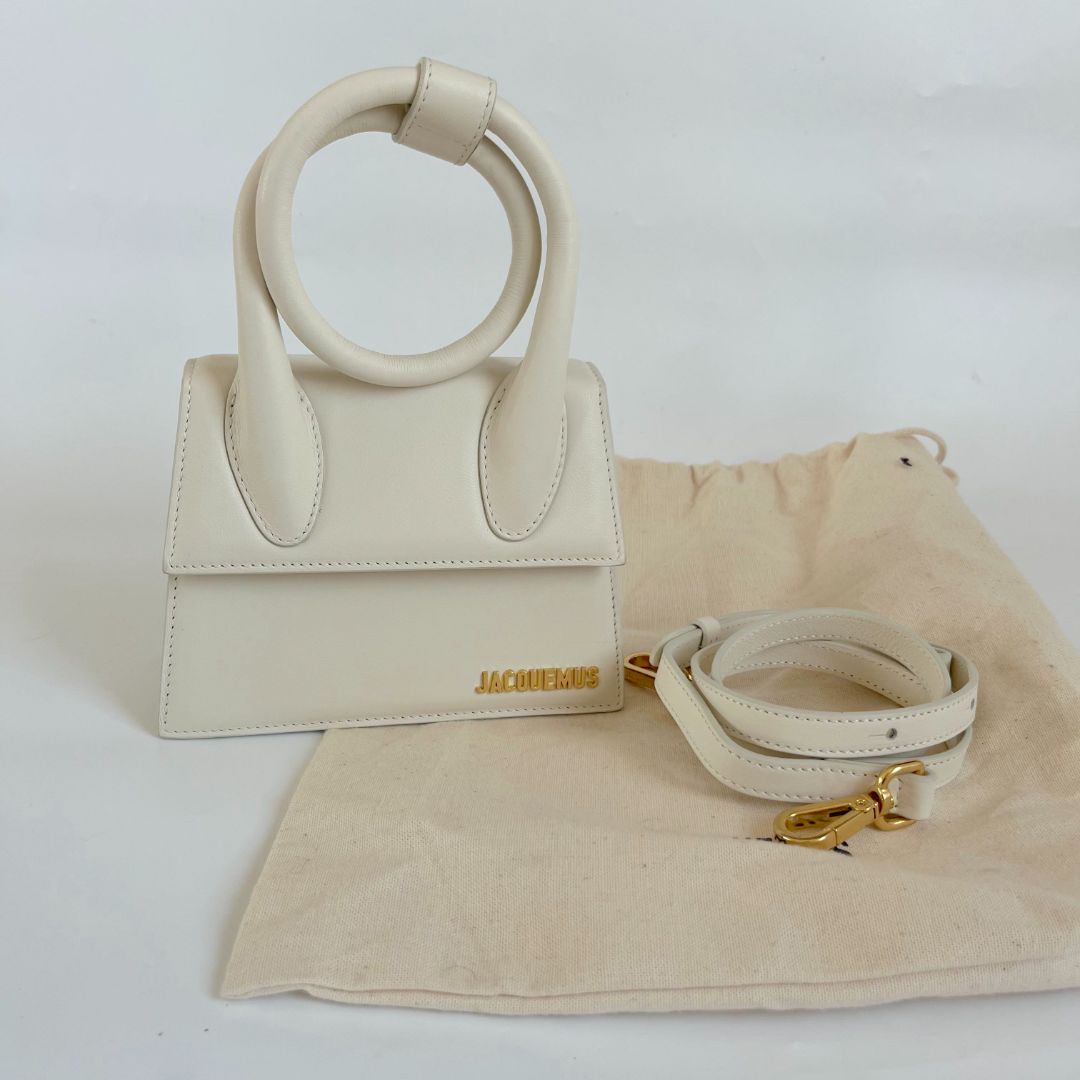 Jacquemus Le Chiquito Noeud Leather Shoulder Bag in Natural