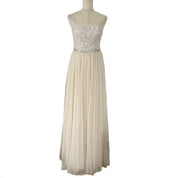 Needle & Thread Beige Tulle Sequin Embellished Tube Gown