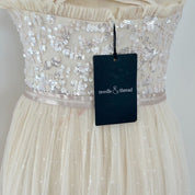 Needle & Thread Beige Tulle Sequin Embellished Tube Gown