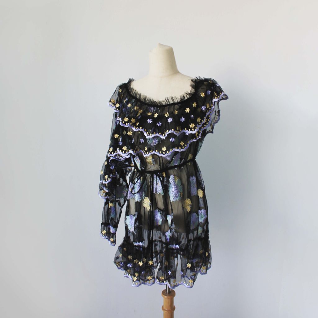 Alice McCall Black Mesh Floral Embroidered One Shoulder Dress - BOPF | Business of Preloved Fashion Alice McCall Black Mesh Floral Embroidered One Shoulder Dress - BOPF | Business of Preloved Fashion