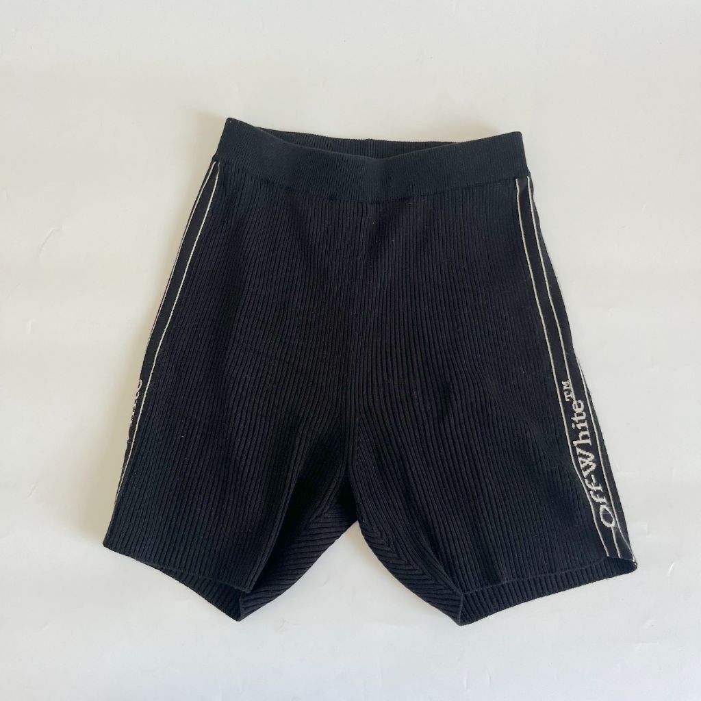 Off-white black ribbed biker shorts