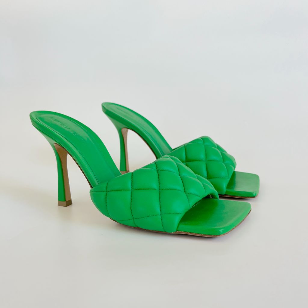 Bottega Veneta Green Quilted leather Lido slide sandals, 38 BOPF
