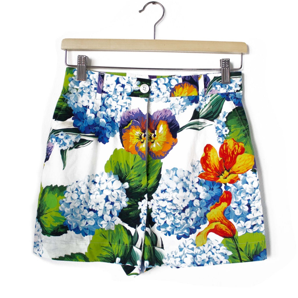 Dolce & Gabbana white/multicolor floral print shorts