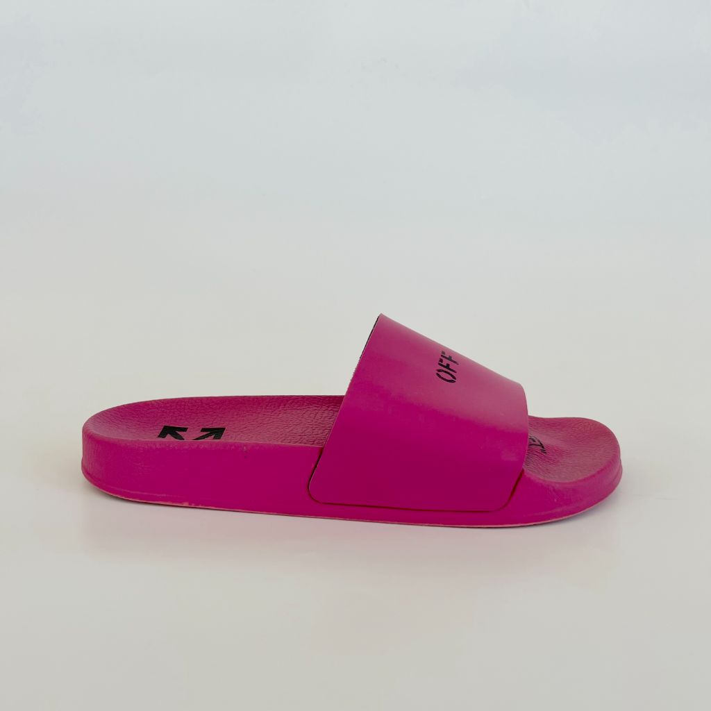 Balenciaga signature rubber pool slides logo hot pink US 6 36 slippers  sandals - Shoes