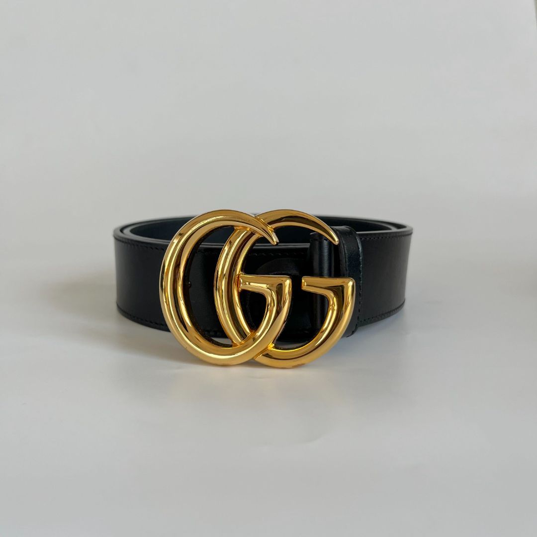 Gucci Black Leather GG Marmont Buckle Belt 80CM - BOPF | Business 