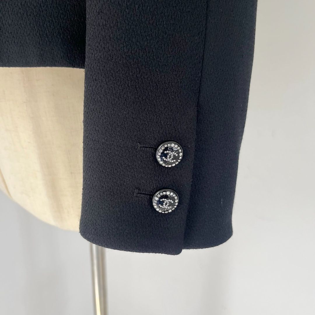 Chanel 2022 Cruise Black and White Silk Jacket